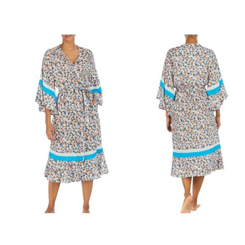 ROOM SERVICE Pjs Room Service Print‎ Robe in Grey Geo (L-XL)